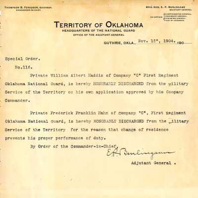 Special Order #116 Headquarters Oklahoma National Guard-1904