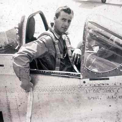 James Hill in the cockpit of his airplane