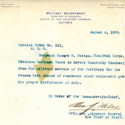 Special Order #111 Headquarters Oklahoma National Guard-1906