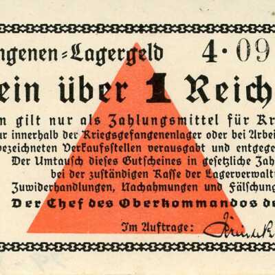 German POW Currency One Reichsmark