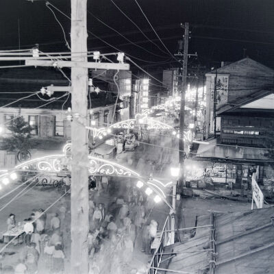 Night scene of a Japanese main street