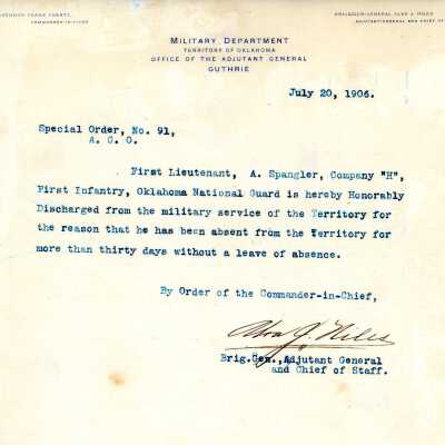 Special Order #91 Headquarters Oklahoma National Guard-1906