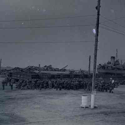 Soldiers in embarkation area
