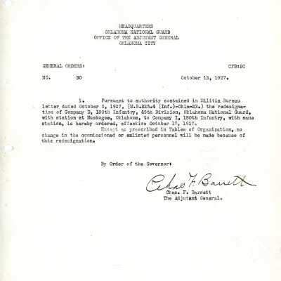 General Order #30 Headquarters Oklahoma National Guard-1927
