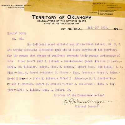 Special Order #69 Headquarters Oklahoma National Guard-1903