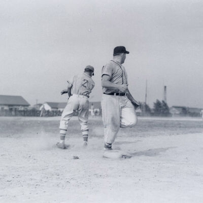 Soldiers playing baseball