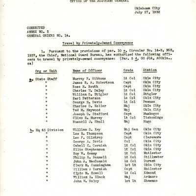 General Order #14 Annex 3 Headquarters Oklahoma National Guard-1938