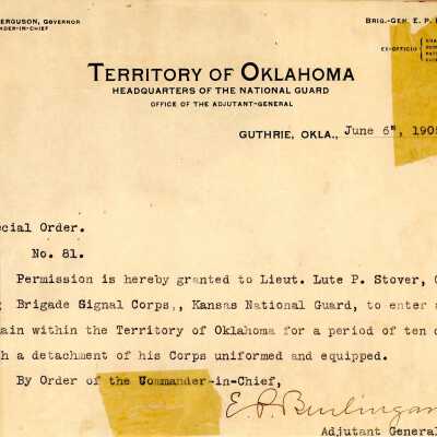 Special Order #81 Headquarters Oklahoma National Guard-1905