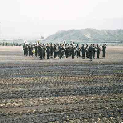 Band playing during review