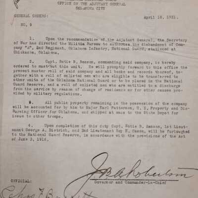 General Order #9 Headquarters Oklahoma National Guard-1921