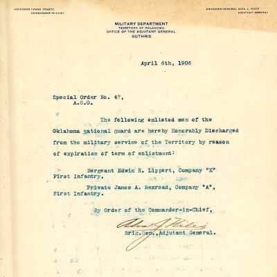 Special Order #47 Headquarters Oklahoma National Guard-1906
