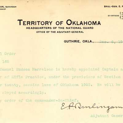 Special Order #168 Headquarters Oklahoma National Guard-1905