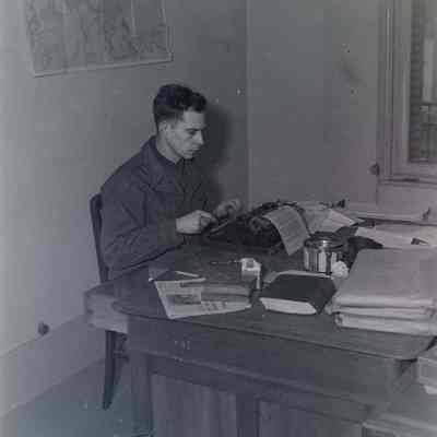 Soldier working at desk