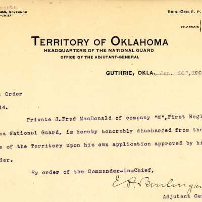 Special Order #14 Headquarters Oklahoma National Guard-1906