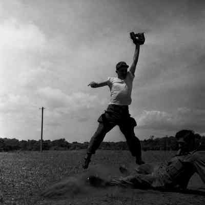 Soldiers playing baseball
