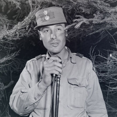 War game enemy officer at microphone