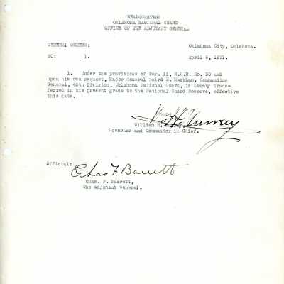 General Order #1 Headquarters Oklahoma National Guard-1931