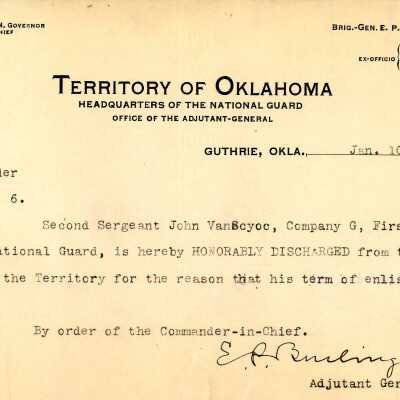 Special Order #8 Headquarters Oklahoma National Guard-1906