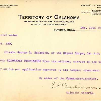 Special Order #120 Headquarters Oklahoma National Guard-1903