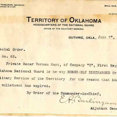 Special Order #82 Headquarters Oklahoma National Guard-1905
