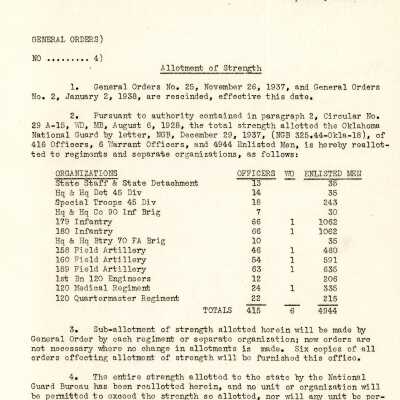 General Order #4 Headquarters Oklahoma National Guard-1938