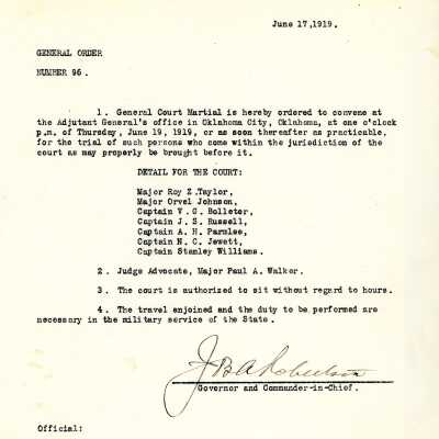 General Order #96 Headquarters Oklahoma National Guard-1919