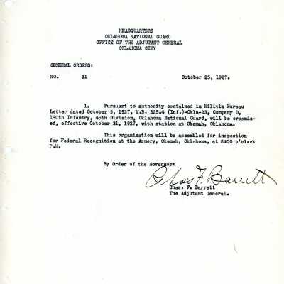 General Order #31 Headquarters Oklahoma National Guard-1927