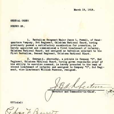 General Order #25 Headquarters Oklahoma National Guard-1919