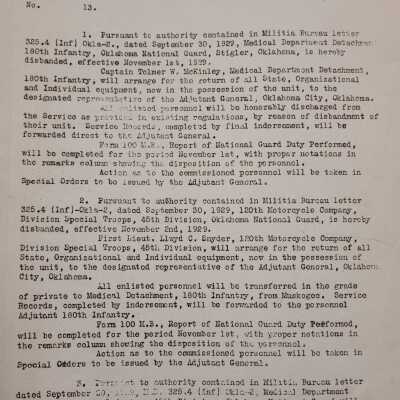 General Order #13 Headquarters Oklahoma National Guard-1929