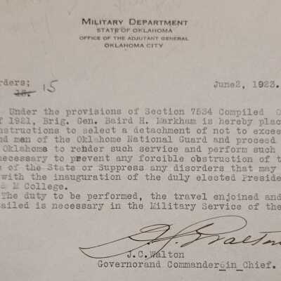 General Order #15 Headquarters Oklahoma National Guard-1923