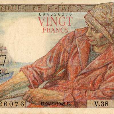 French Twenty Francs Type 1942 Pêcheur