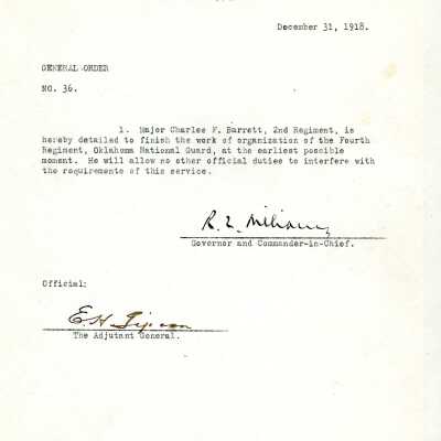 General Order #36 Headquarters Oklahoma National Guard-1918