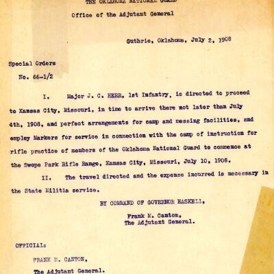 Special Order #66.5 Headquarters Oklahoma National Guard-1908