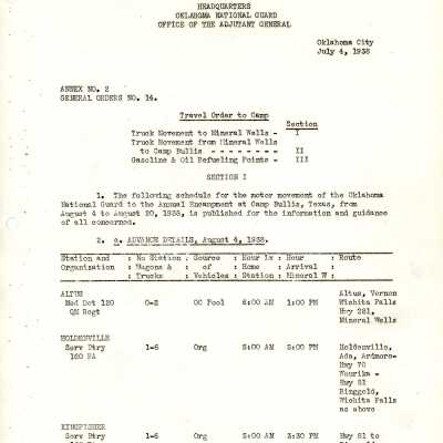 General Order #14 Annex 2 Headquarters Oklahoma National Guard-1938