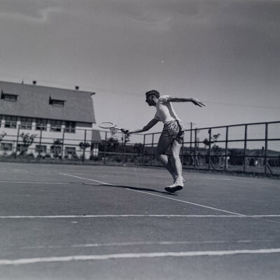 Soldier playing tennis