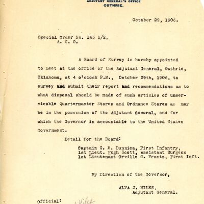 Special Order #145.5 Headquarters Oklahoma National Guard-1906