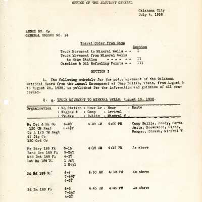 General Order #14 Annex 2a Headquarters Oklahoma National Guard-1938