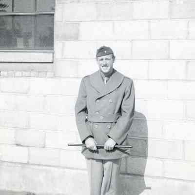 Officer outside of barracks