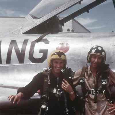 Pilots in front of plane