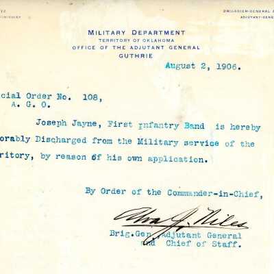 Special Order #108 Headquarters Oklahoma National Guard-1906