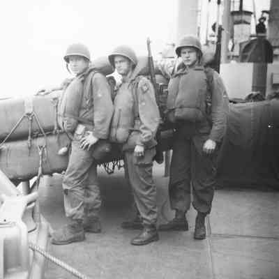 Soldiers on deck with life vests