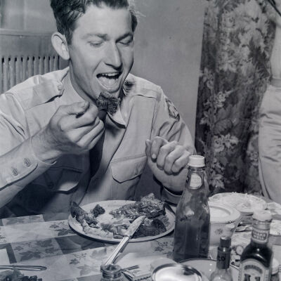 Soldier eating