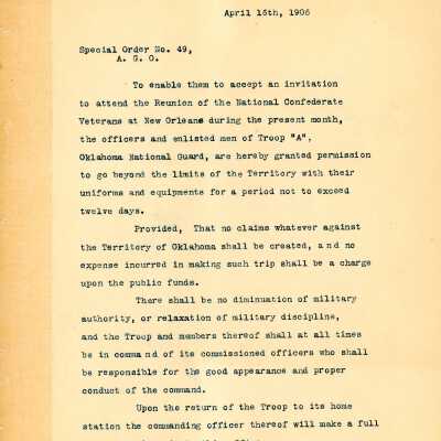 Special Order #49 Headquarters Oklahoma National Guard-1906