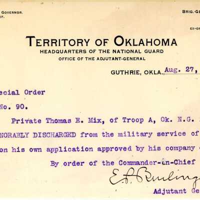 Special Order #90 Headquarters Oklahoma National Guard-1904
