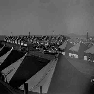 Tent encampment under construction