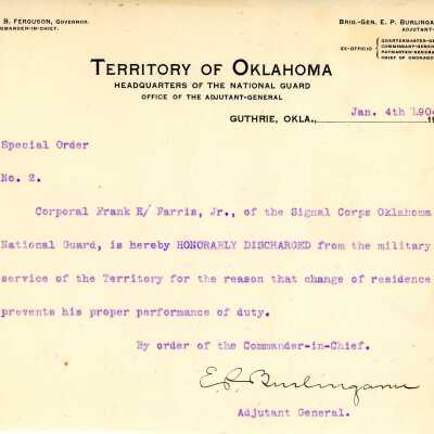 Special Order #2 Headquarters Oklahoma National Guard-1904