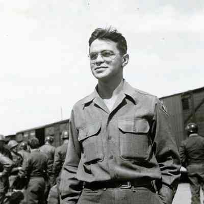 Soldier in railyard