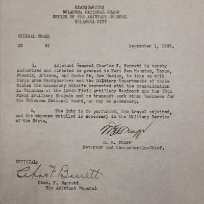 General Order #33 Headquarters Oklahoma National Guard-1925