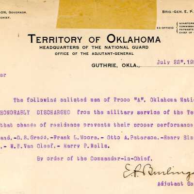 Special Order #71 Headquarters Oklahoma National Guard-1903