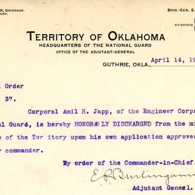Special Order #37 Headquarters Oklahoma National Guard-1904